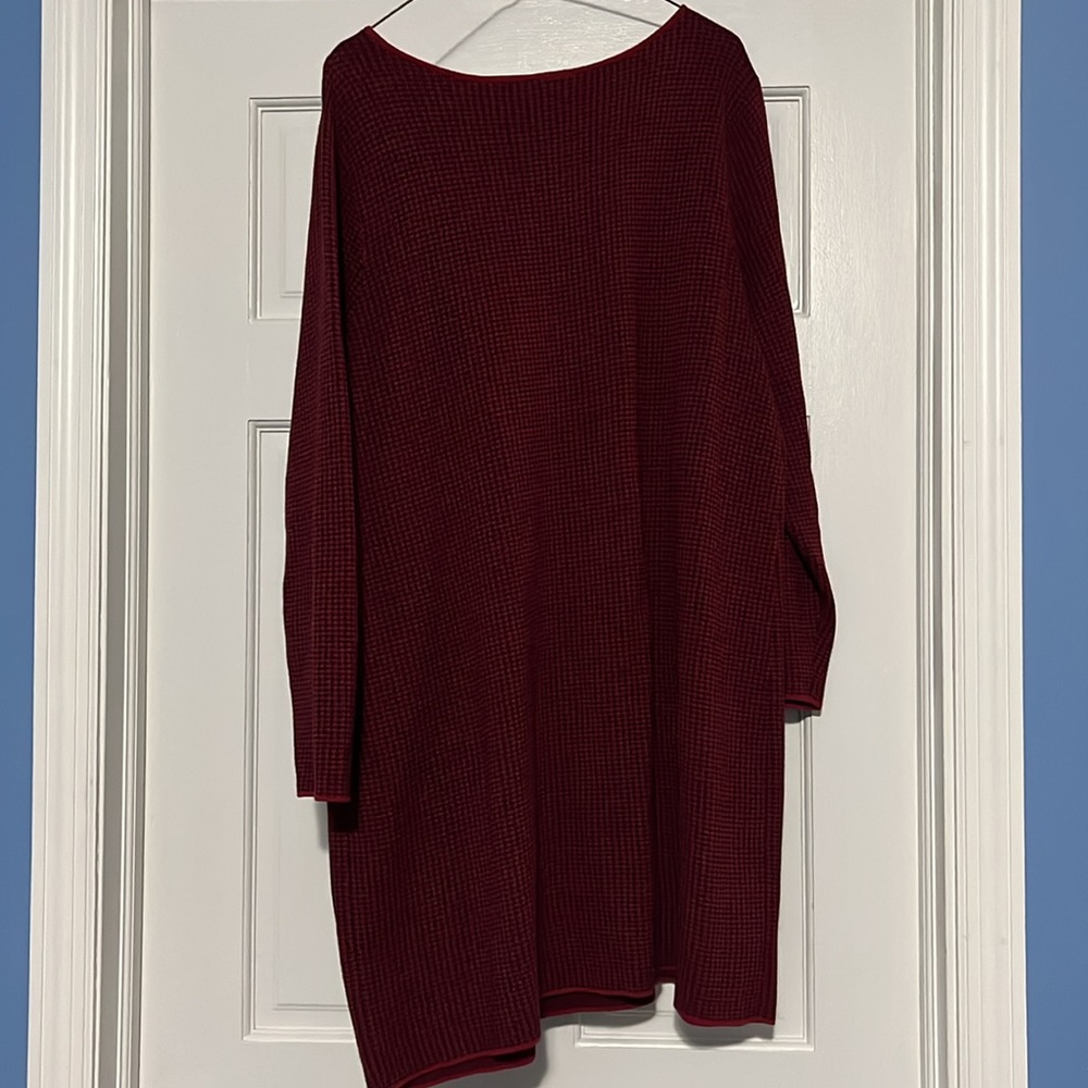 J. Jill women’s XL petite red houndstooth long sleeve shift dress fall winter - Picture 5 of 5